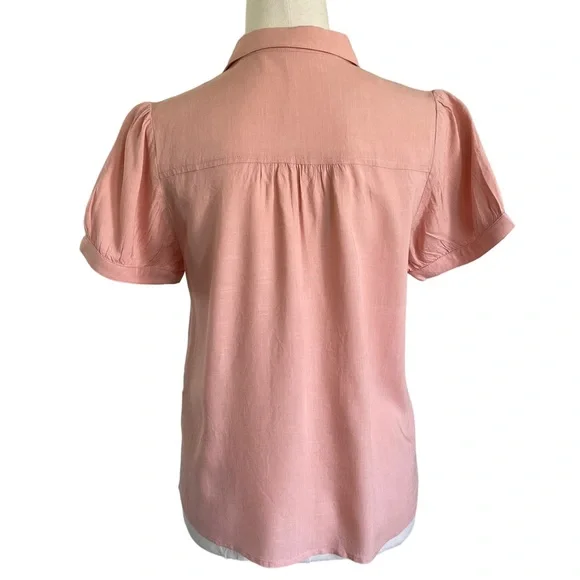 PRINCESS HIGHWAY Sz8 Peach puff sleeve button down collared top - Picture 6 of 10